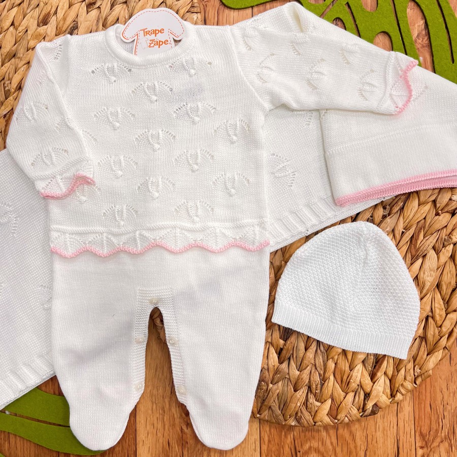  Saída de Maternidade Colors - Valentina - Off White e Rosa